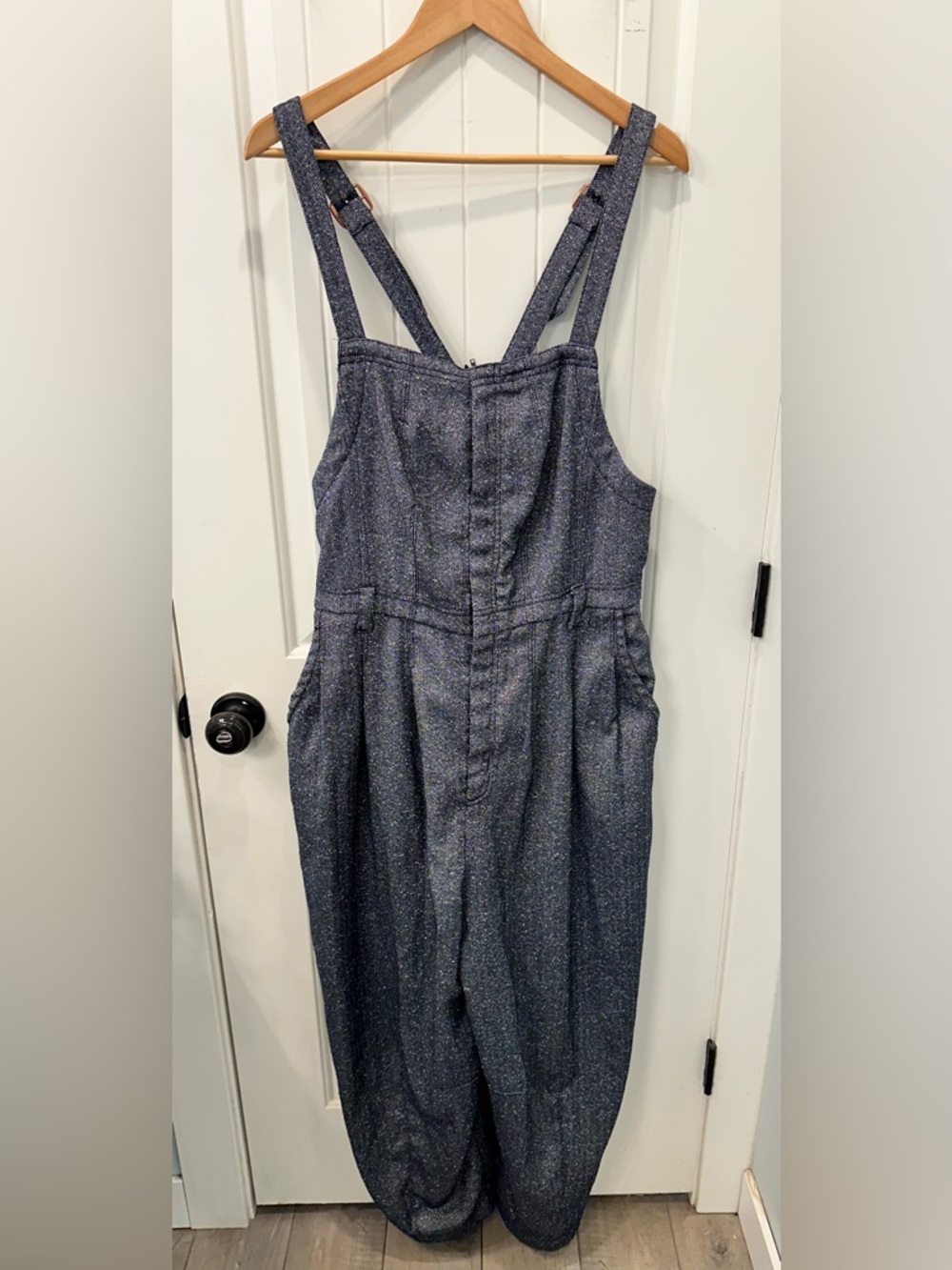 Free People Leonie One-Piece Jumpsuit Overalls Tweed Wool Blend L - Picture 3 of 10